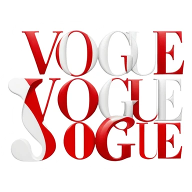 Create a red Vogue magazine with white letters sticker