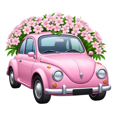 Pink car with white flowers  sticker