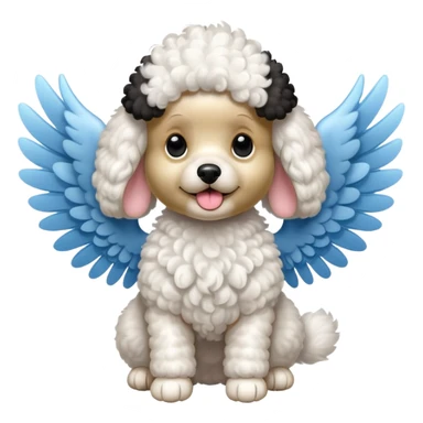 Perro french poodle mini blanco con Alas sticker