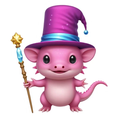 axolotl with magician hat sticker