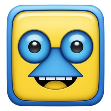 geometery dash square yellow body blue face square mouth and eyes sticker