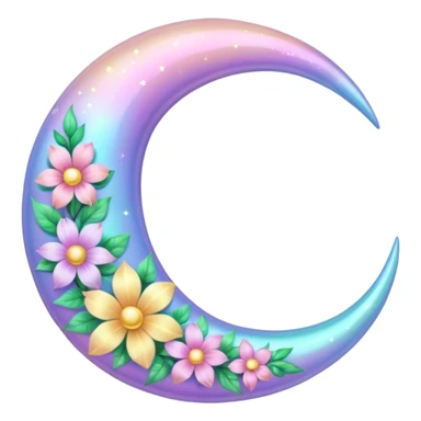 glossy Pastel iridescent floral shiny l crescent damask moon sticker