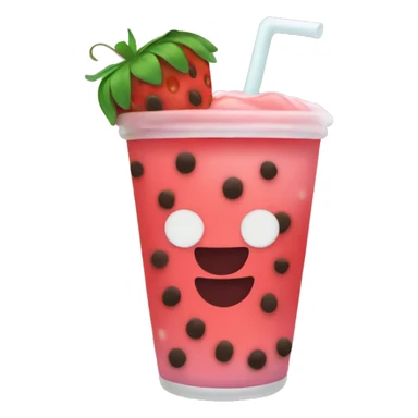Boba tea strawberry sticker