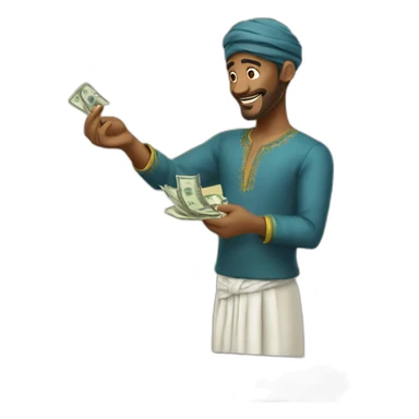 marocan man giving tip money sticker