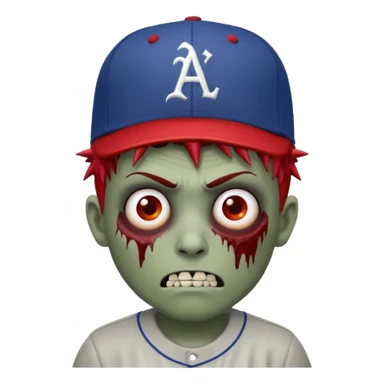 A zombie what a Astors MLB hat on, red skin, and short spikey hair sticker