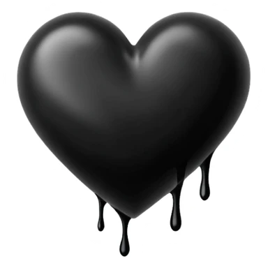 black ink blob heart emoji with ink streaks, isolated on white background, grunge, like pen stroke sticker