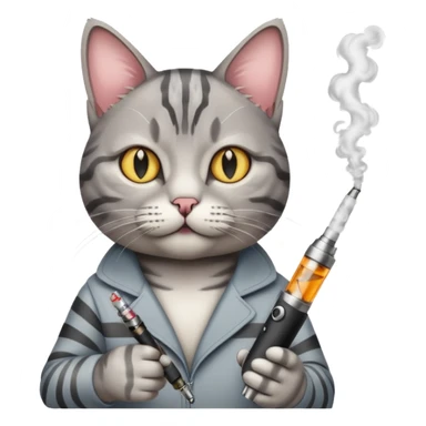 A cat with a vape sticker