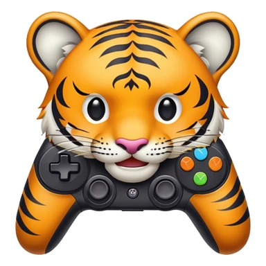 tiger face with gaming controller for Twitch emote sticker
