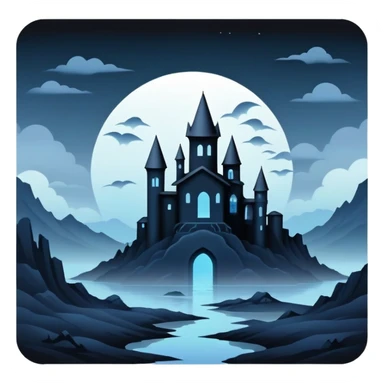 Ghostly Pastel Dark Dull Black Blue White Spectral Gloomy Dusky Dystopian Apocalyptic Aesthetic Scenery Deco sticker