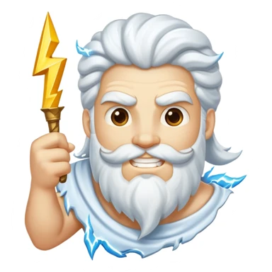 cheerful Zeus with white ice cream and lightning bolt sticker