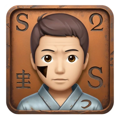 Generate a image combining a japanese guy and the letter "S", make it with correlating the lol's elos, starting from the Iron elo sticker