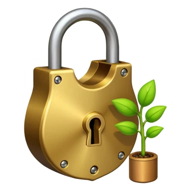 A seed germinating with a sprout sticking out of it in the shape of a pad lock with the seed being the body of the padlock and the sprout being the shackle of the padlock. But it looks more like a seed and a sprout rather than anything else sticker