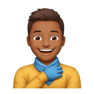 arms crossed holding neck while laughing  sticker