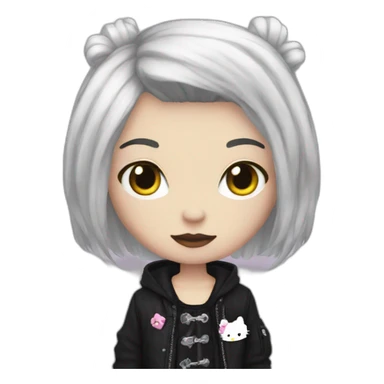 Goth with a hello kitty shirt sticker