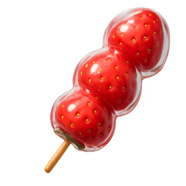 glossy red candied strawberry skewers (Tanghulu) with a crystal-clear sugar coating, realistic, no electronic or tech elements sticker