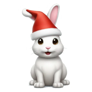 Bunny with Christmas hat sticker