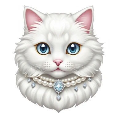 White luxury cat with diamond and pearls  sticker