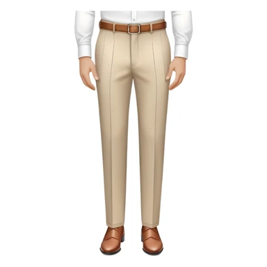 beige dress pants with only white vertical stripes, no horizontal lines, formal trousers with cuffed hem, pinstripe pattern, no grid or checks, isolated garment only sticker
