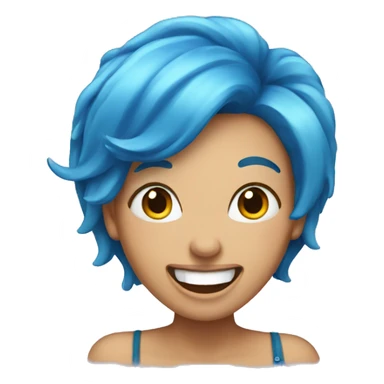 Lady laughing with blue hair sticker