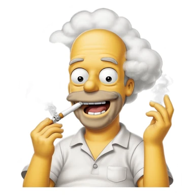 Hommer Simpson ki fumme un enorme joint plien de fumme dans le decord et il rigole  sticker