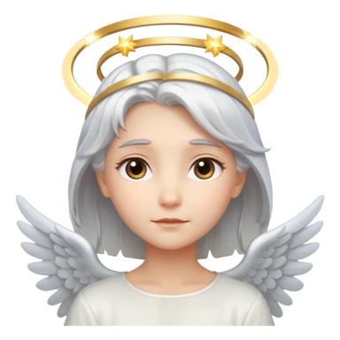 Angel with silver hair and glowing halo sticker