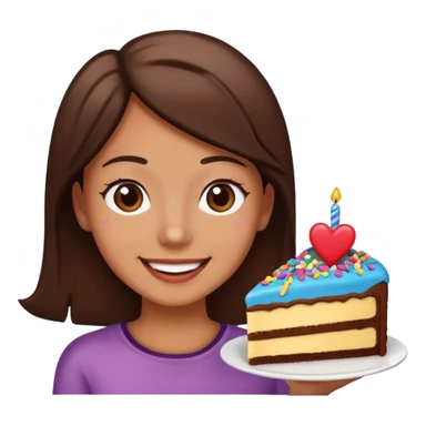 smiling face with heart eyes next to a slice of cake sticker