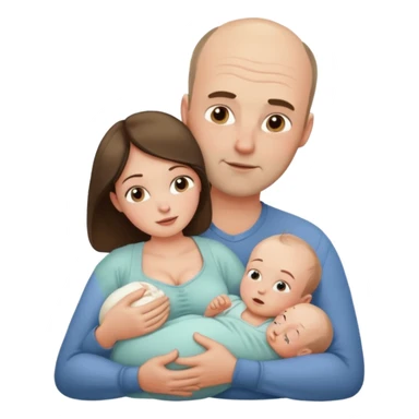 Mother breastfeeding adult balding man sticker