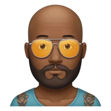   tattooed baldies with  sun glass with bearded sticker
