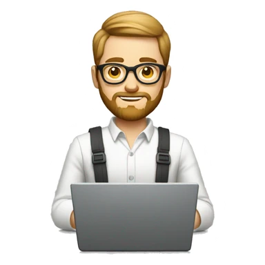 geek white guy with glasses with short side trimmed hair and a beard with a laptop sticker