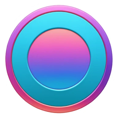 Credit coin in gradient of turquoise, blue, pink, purple, and coral as the main surface 3d rotate sticker