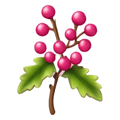 Tiny pink mistletoe with glittery leaves and cute heart-shaped berries sticker
