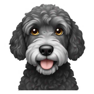 A black golden doodle dog with gray muzzle sticker