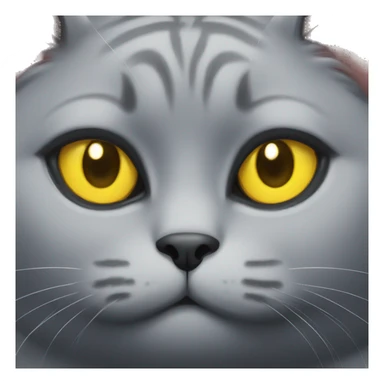 fat grey cat with yellow eyes  sticker