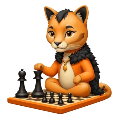 full body puma chess player sticker