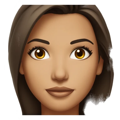 3/4 face, contrasted, shadow, light, Eva Longoria expression, relaxed, thin nose, brunette woman, hazel eyes, long eyelashes, dark shoulder shaded hair, white t-shirt sticker