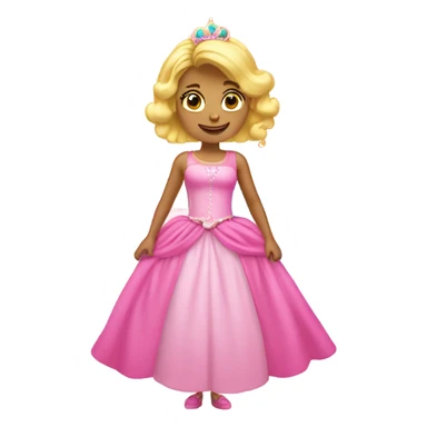 Blond girl with a big pink princess dress and a rainbow above her sticker