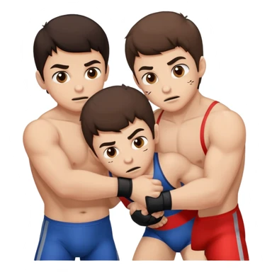 Three young brunette brothers wrestling each other sticker