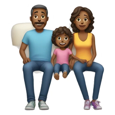 mom and dad and kid on couch sticker