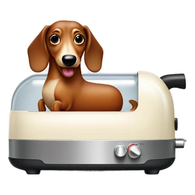 Sausage dog with a cream toaster and kettle sticker