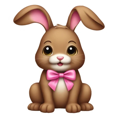cute brown bunny with pink bow  sticker