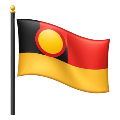 a rectangular flag split horizontally with the top half solid black and the bottom half solid red with a medium-sized yellow circle in the middle sticker