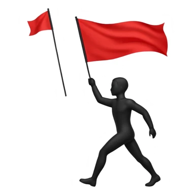 minimalist human silhouette holding a red flag sticker