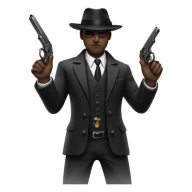 mafia member holding a revolver pistol in hands and only visible upper body sticker