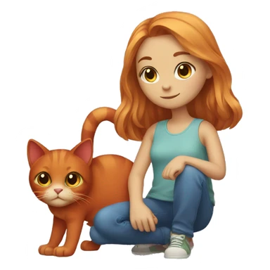 A girl with a red cat sticker