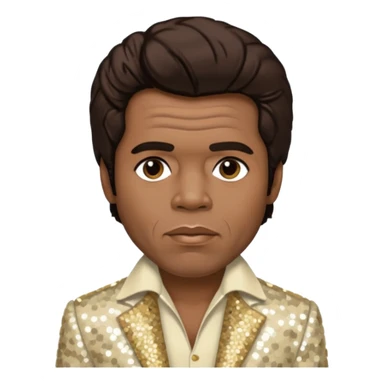James Brown with dark brown hair, ivory sequin outfit sticker