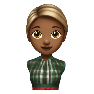 Young girl in plaid christmas dress sticker