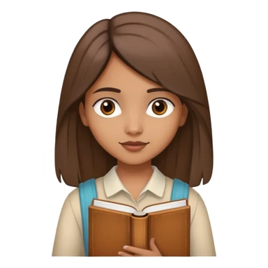 a girl with indian skin tone carrying book in her hand and with medium length hai sticker
