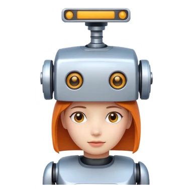 girl ai robot with name Caja Cusco on his head sticker