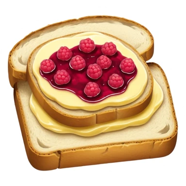 a slice of bread with butter and rasperry jam sticker