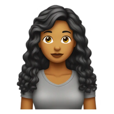 Chica trigueña de pelo negro largo con un dedo haciendo una señal como tú piensa sticker